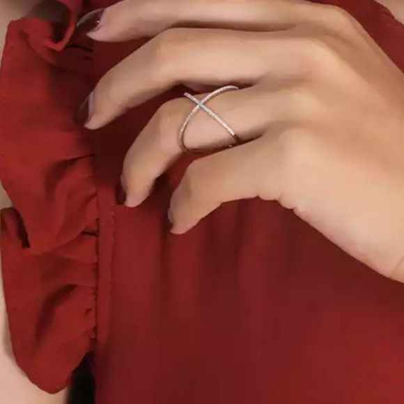 X micropaved diamond saintly minimalist ring - Picture 4 of 12